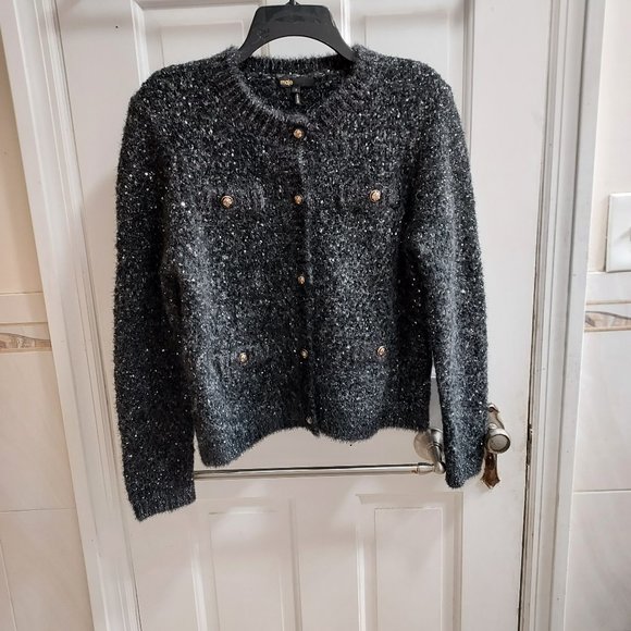 Maje | Sweaters | Maje Mission Metallic Sequin Cardigan Sweater | Poshmark